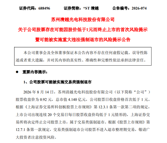 688496，连踩两道退市红线